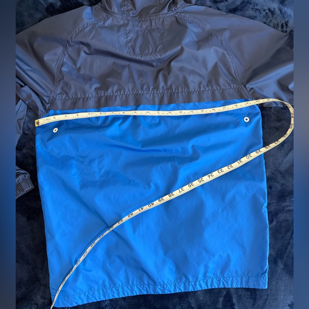 Old Navy Blue and Black Rain Jacket Windbreaker Hooded Full Zip Blue Size 14-16 - Picture 8 of 11